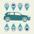 Car service Infographics. Auto service and repair icons. Vector illustration. Royalty Free Stock Photo